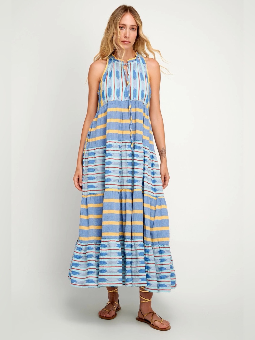 PEARL & CAVIAR Spetses Zakar Maxi Dress 100% Cotton Blue Size XS/S NWT